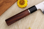 Couteau santoku 19,5cm japonais artisanal Sukenari SG2 San Maï manche en bois de rose