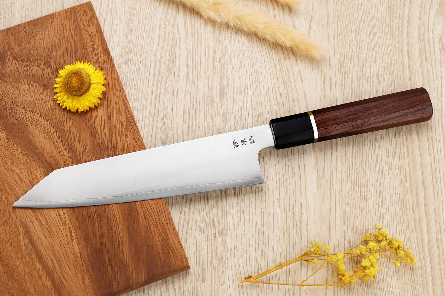 Couteau de chef kiritsuke 21cm japonais artisanal Sukenari SG2 San Maï manche en bois de rose