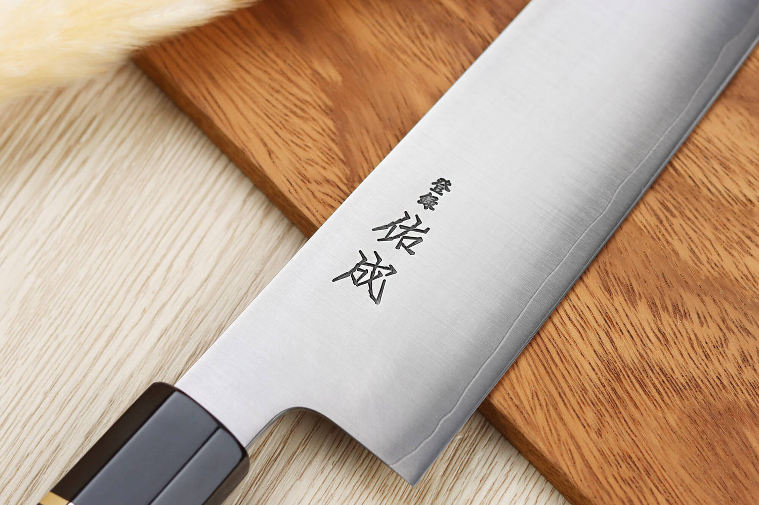 Couteau de chef kiritsuke 24cm japonais artisanal Sukenari SG2 San Maï manche en bois de rose