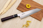 Couteau de chef kiritsuke 24cm japonais artisanal Sukenari SG2 San Maï manche en bois de rose