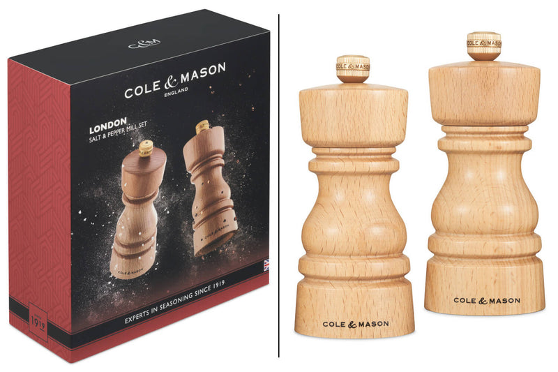 Coffret moulins sel et poivre Cole & Mason London hêtre 13cm
