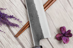 Couteau de chef 21cm japonais artisanal Toshihiro Wakui Shirogami 2 San Maï nashiji
