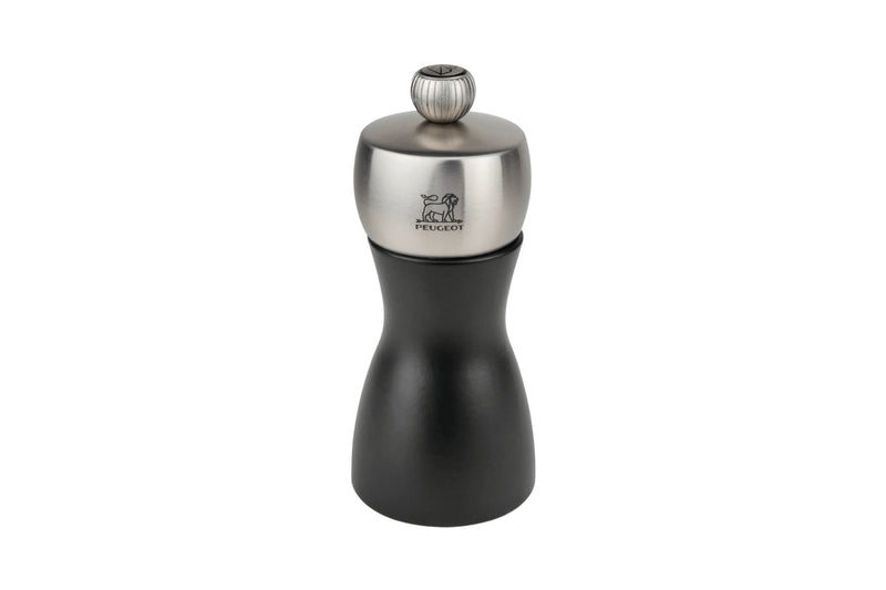 Moulin à sel sec manuel Peugeot Fidji en bois et inox noir - 12 cm