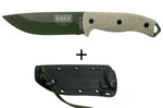 Couteau Esee 5 5POD-017 lame acier carbone 13,2cm manche micarta vert clair + étui
