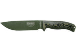 Couteau Esee 6 6POD-003 lame acier carbone 16,5cm manche G10 vert et noir + étui