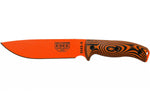 Couteau Esee 6 6POR-006 lame acier carbone 16,5cm manche G10 orange/noir + étui