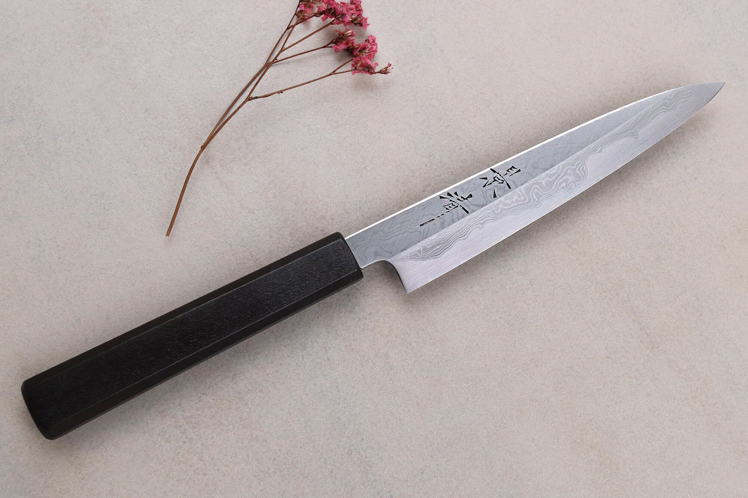 Couteau universel japonais artisanal Kagekiyo Yoshikazu Tanaka Damas Aogami 15cm