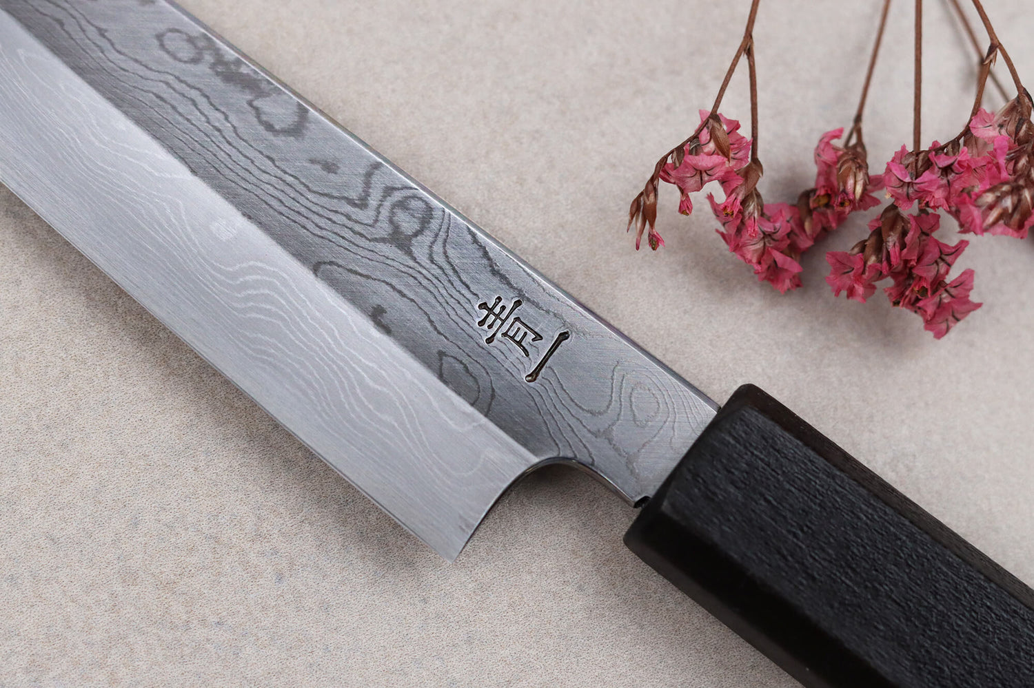 Couteau universel japonais artisanal Kagekiyo Yoshikazu Tanaka Damas Aogami 15cm