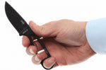 Couteau de cou Esee Izula IZULA-B lame acier carbone 6,2cm manche ajouré acier noir + étui