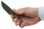 Couteau de cou Esee Izula IZULA-OD lame acier carbone 6,2cm manche ajouré acier vert olive + étui