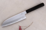 Couteau santoku japonais artisanal Kagekiyo Yoshikazu Tanaka Damas Aogami 18cm