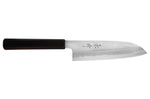 Couteau santoku japonais artisanal Kagekiyo Yoshikazu Tanaka Damas Aogami 18cm