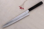Couteau sujihiki japonais artisanal Kagekiyo Yoshikazu Tanaka Damas Aogami 27cm