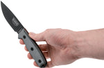 Couteau Esee 3 ESEE-3P-MB lame acier carbone noir 8,8cm manche micarta gris + étui marron