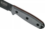 Couteau Esee 3 ESEE-3P-MB lame acier carbone noir 8,8cm manche micarta gris + étui marron