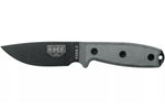 Couteau Esee 3 ESEE-3P-MB lame acier carbone noir 8,8cm manche micarta gris + étui marron