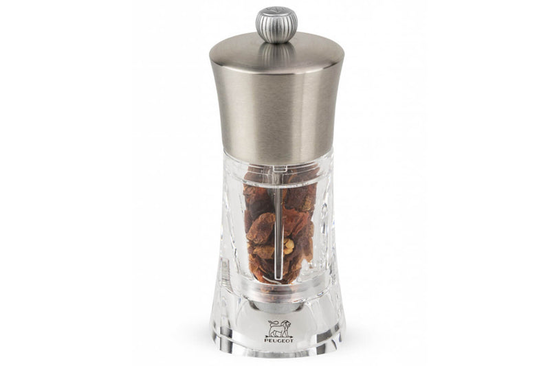 Moulin à piment sec manuel Peugeot Ouessant en inox et acrylique 14cm