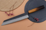 Couteau kiritsuke 24cm japonais artisanal Yuzo Black AS chêne brûlé