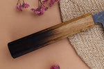 Couteau kiritsuke 24cm japonais artisanal Yuzo Black AS chêne brûlé
