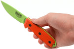 Couteau Esee 3 ESEE-3PM-VG lame acier carbone venom green 8,8cm manche G10 orange + étui