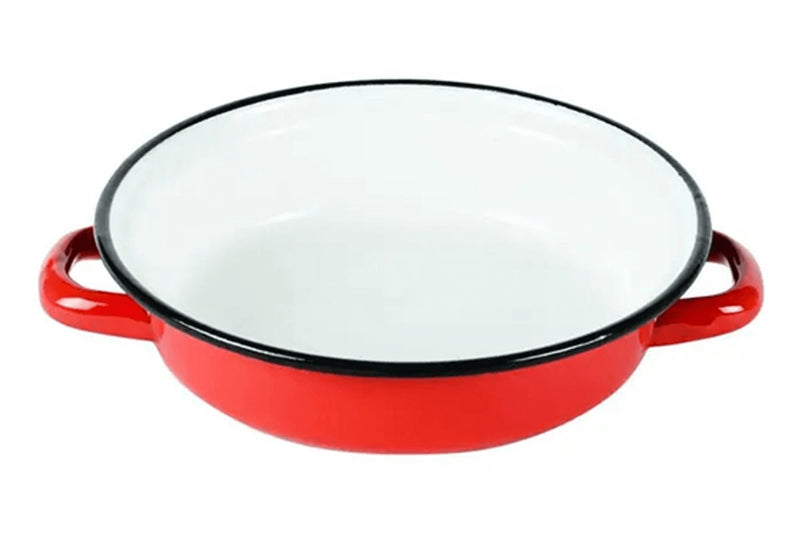 Plat à oeuf Beka en acier émaillé rouge d'antan - 18cm