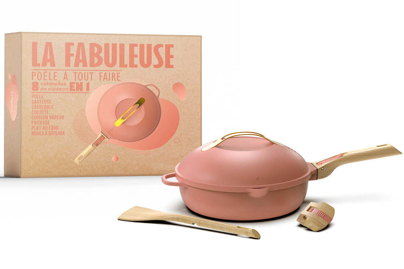Poêle antiadhérente Cookut La Fabuleuse 8-en-1 pivoine - 28cm