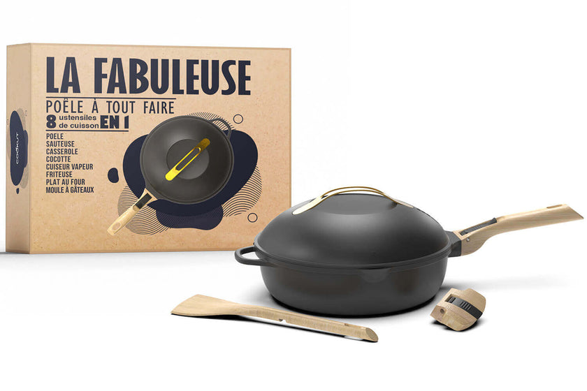 Poêle antiadhérente Cookut La Fabuleuse 8-en-1 coloris noir météore