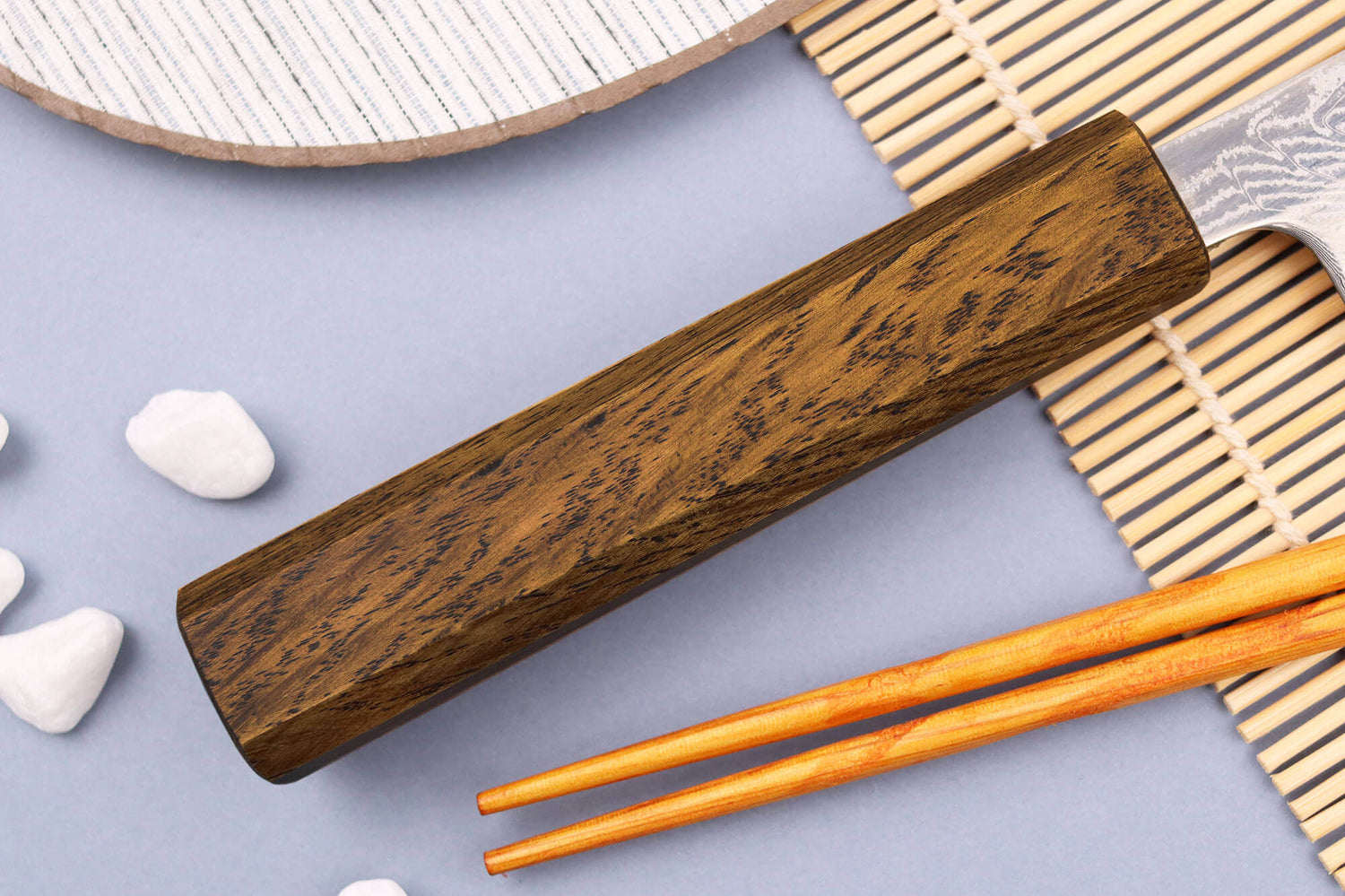 Couteau sujihiki japonais artisanal Wusaki Unagi AUS10 damas 24cm manche chêne