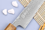 Couteau sujihiki japonais artisanal Wusaki Unagi AUS10 damas 24cm manche chêne