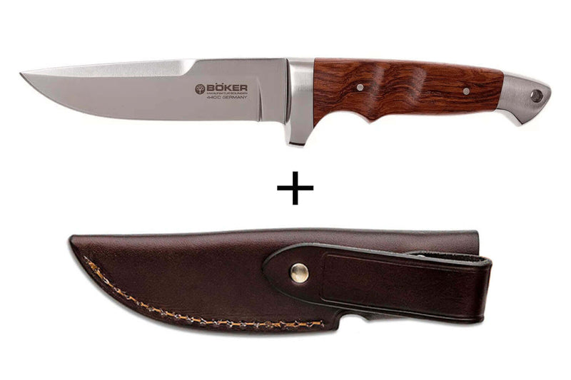 Couteau Böker Vollintegral 2.0 121585 lame en acier 11,8cm manche en bois + étui en cuir