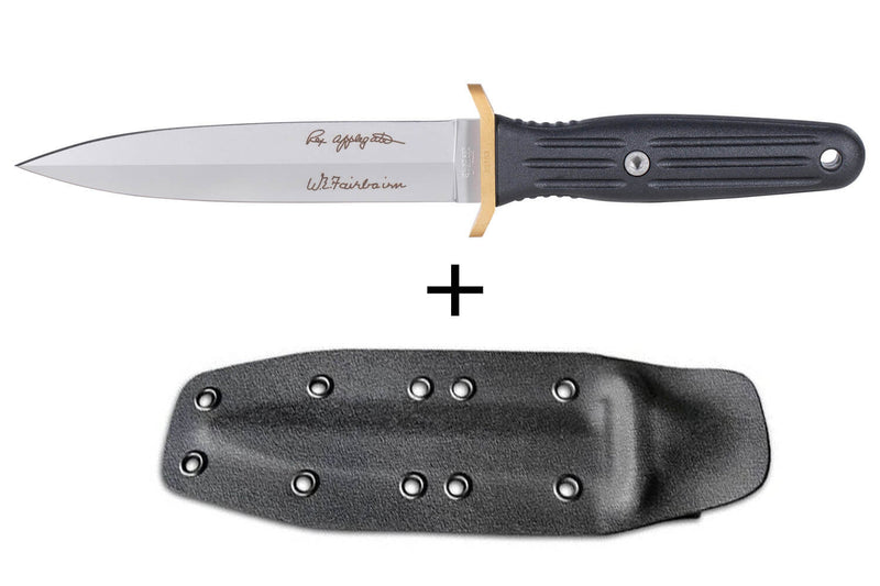 Couteau Böker Applegate Fairbairn Combat II 120543AF lame en acier 15cm manche synthétique noir + étui en kydex