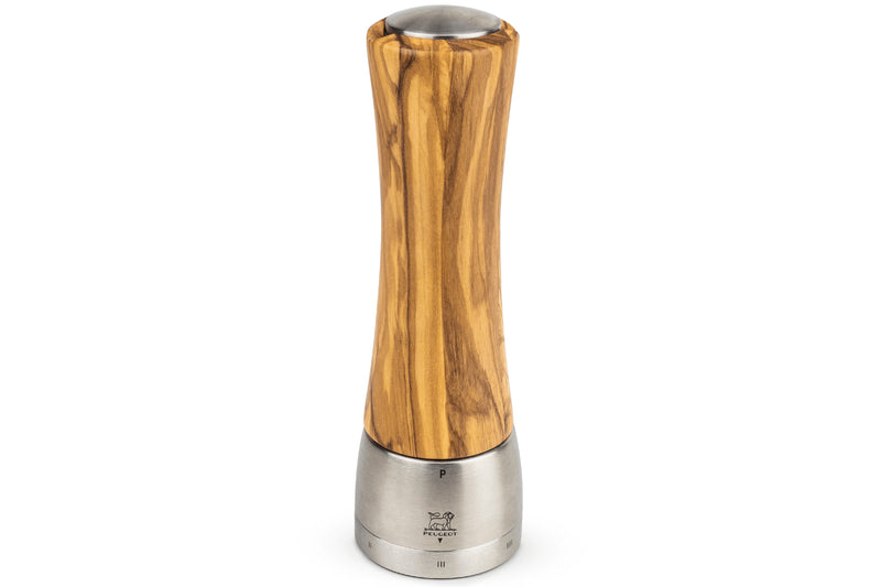 Moulin à poivre manuel Peugeot Madras U'Select en bois d'olivier et inox - 21 cm