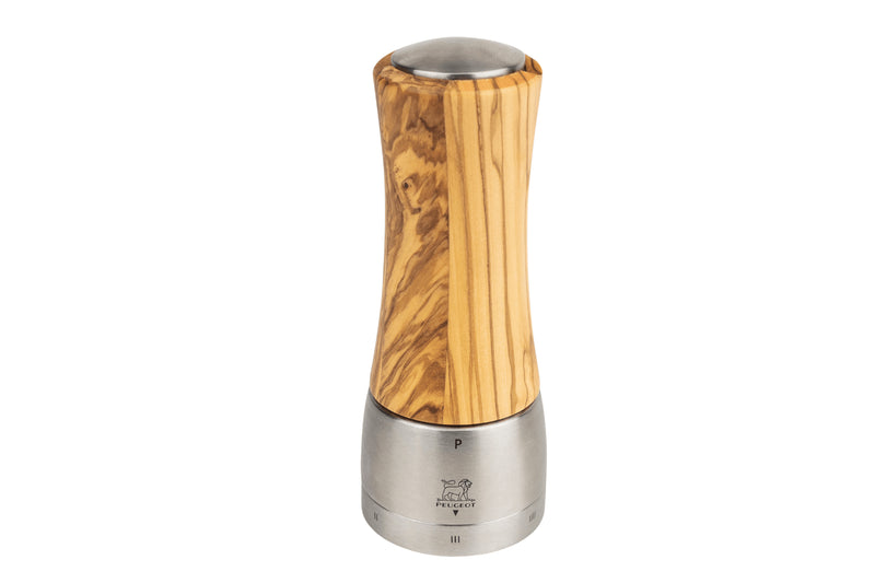 Moulin à poivre manuel Peugeot Madras U'Select en bois d'olivier et inox - 16 cm