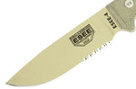 Couteau Esee 4 ESEE-4S-DT lame semi-dentée acier carbone désert 11,6cm manche micarta gris + étui