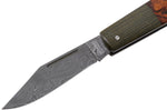 Couteau pliant Böker Barlow Integral Leopard 100501DAM manche en micarta noir et bois de fer 8,5cm + étui en feutre