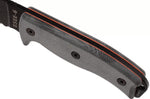 Couteau Esee 6 ESEE-6S-B lame semi-dentée acier carbone noir 16,5cm manche micarta gris + étui