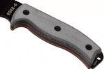 Couteau Esee 6 ESEE-6S-B lame semi-dentée acier carbone noir 16,5cm manche micarta gris + étui