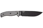 Couteau Esee 6 ESEE-6S-B lame semi-dentée acier carbone noir 16,5cm manche micarta gris + étui