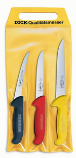 Pochette de 3 couteaux de boucher DICK ERGOGRIP 1 couteau à saigner + 2 désosseurs