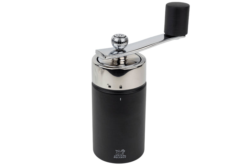 Moulin à muscade à manivelle Peugeot Isen en inox et bois de hêtre noir mat 15cm