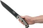 Machette Esee Junglas JUNGLAS-E lame acier carbone noir 26,5cm manche micarta gris + étui