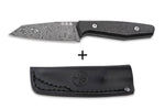 Couteau Böker AK1 Damas 122509DAM lame damassée 7,9cm manche en carbone + étui en cuir