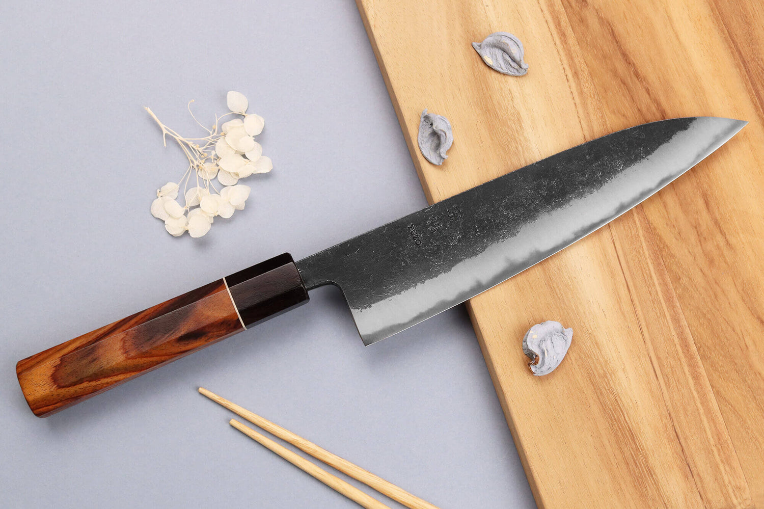 Couteau de chef 21cm japonais artisanal Yuzo Black Nashiji