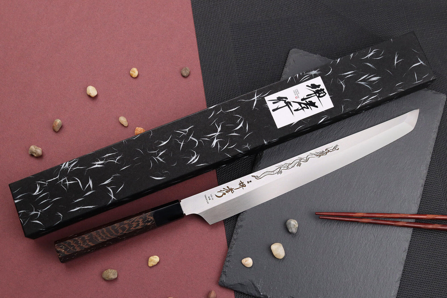 Couteau sakimaru yanagiba 30cm japonais artisanal Sakai Takayuki Honyaki Shoryu VG10