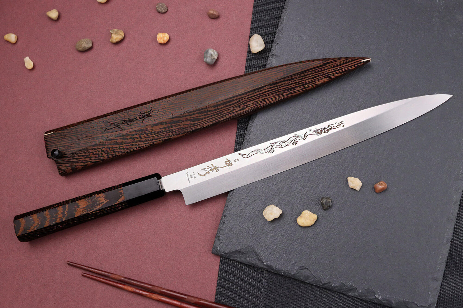 Couteau yanagiba 27cm japonais artisanal Sakai Takayuki Honyaki Shoryu VG10