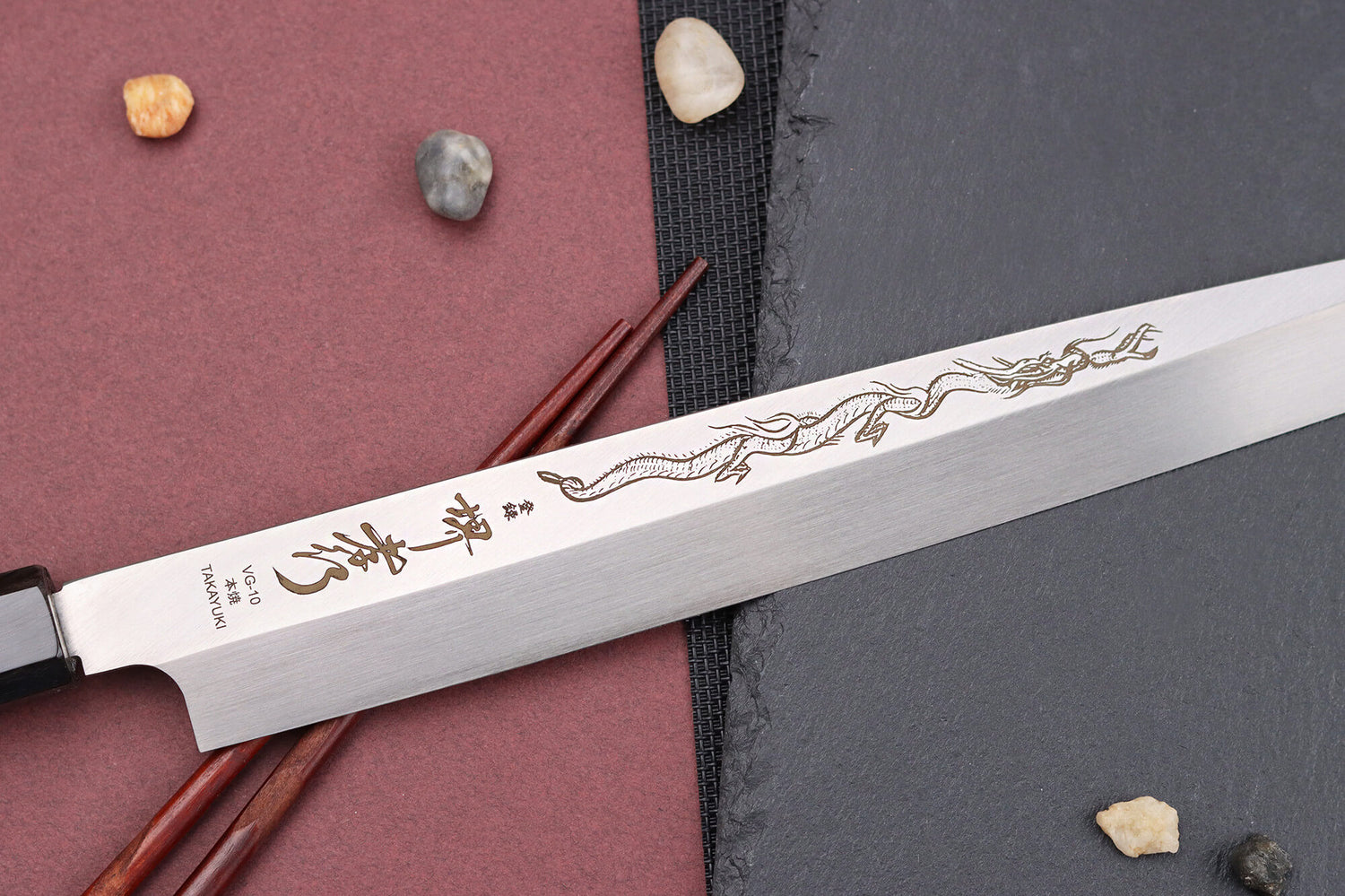 Couteau yanagiba 30cm japonais artisanal Sakai Takayuki Honyaki Shoryu VG10