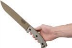 Machette Esee Junglas JUNGLAS-DE-E lame acier carbone Dark Earth 26,5cm manche micarta gris + étui
