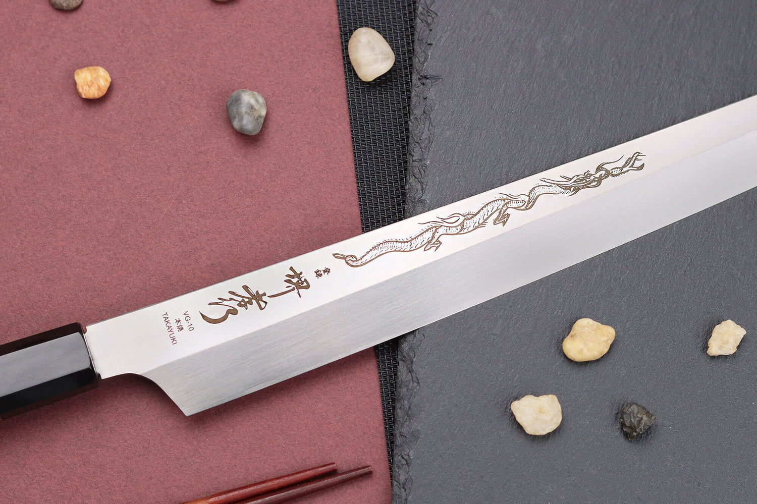 Couteau yanagiba kiritsuke 30cm japonais artisanal Sakai Takayuki Honyaki Shoryu VG10