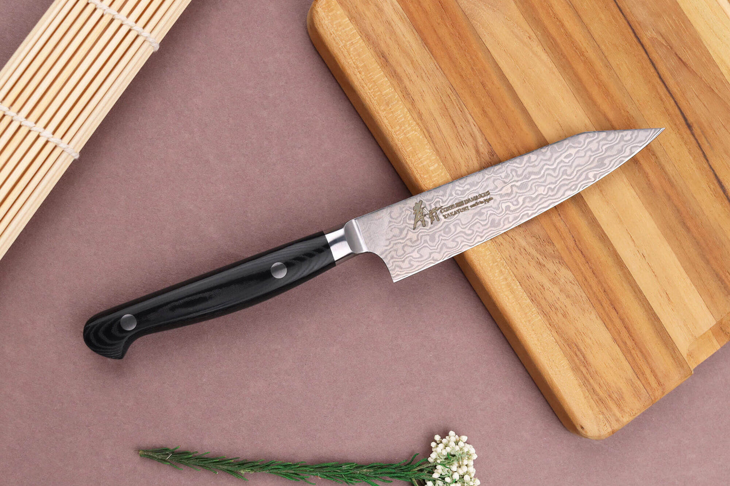 Couteau universel kiritsuke 12cm japonais Sakai Takayuki Coreless Damascus