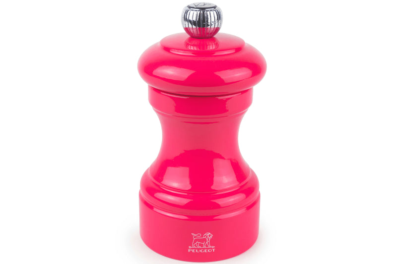 Moulin à sel sec manuel Peugeot Bistro en bois de hêtre laqué rose bonbon 10cm